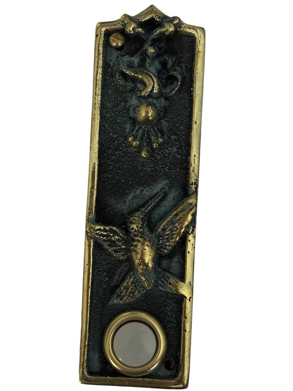 Vtg 1994 Flora & Fauna Hummingbird Solid Brass Doorbell Wired Susan Chinn Turist